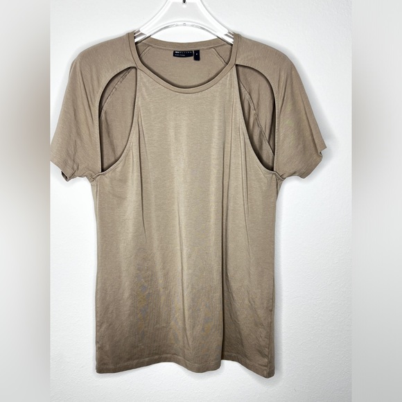 ASOS Cutout Beige Raglan Top Mens Sz XL - Picture 2 of 6